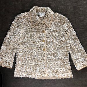 St.John Collection gold cream knit vintage blazer